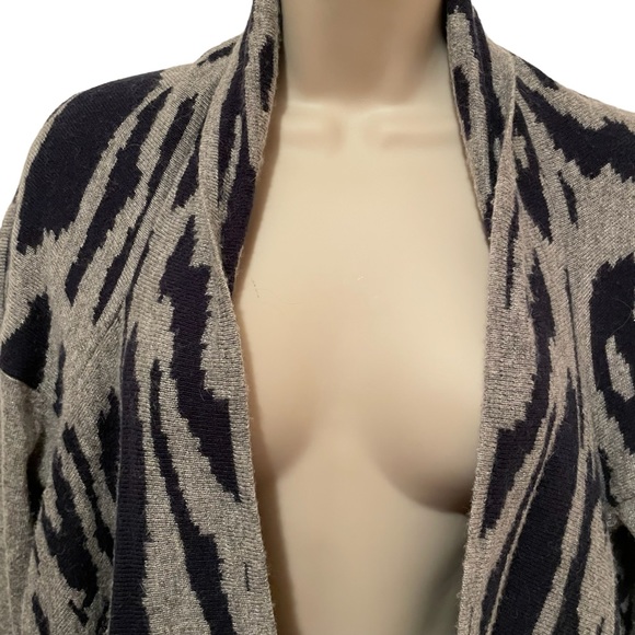Patricia Luca Milano Waterfall Front Open Cardigan Sweater Animal Print S/M - Picture 3 of 9